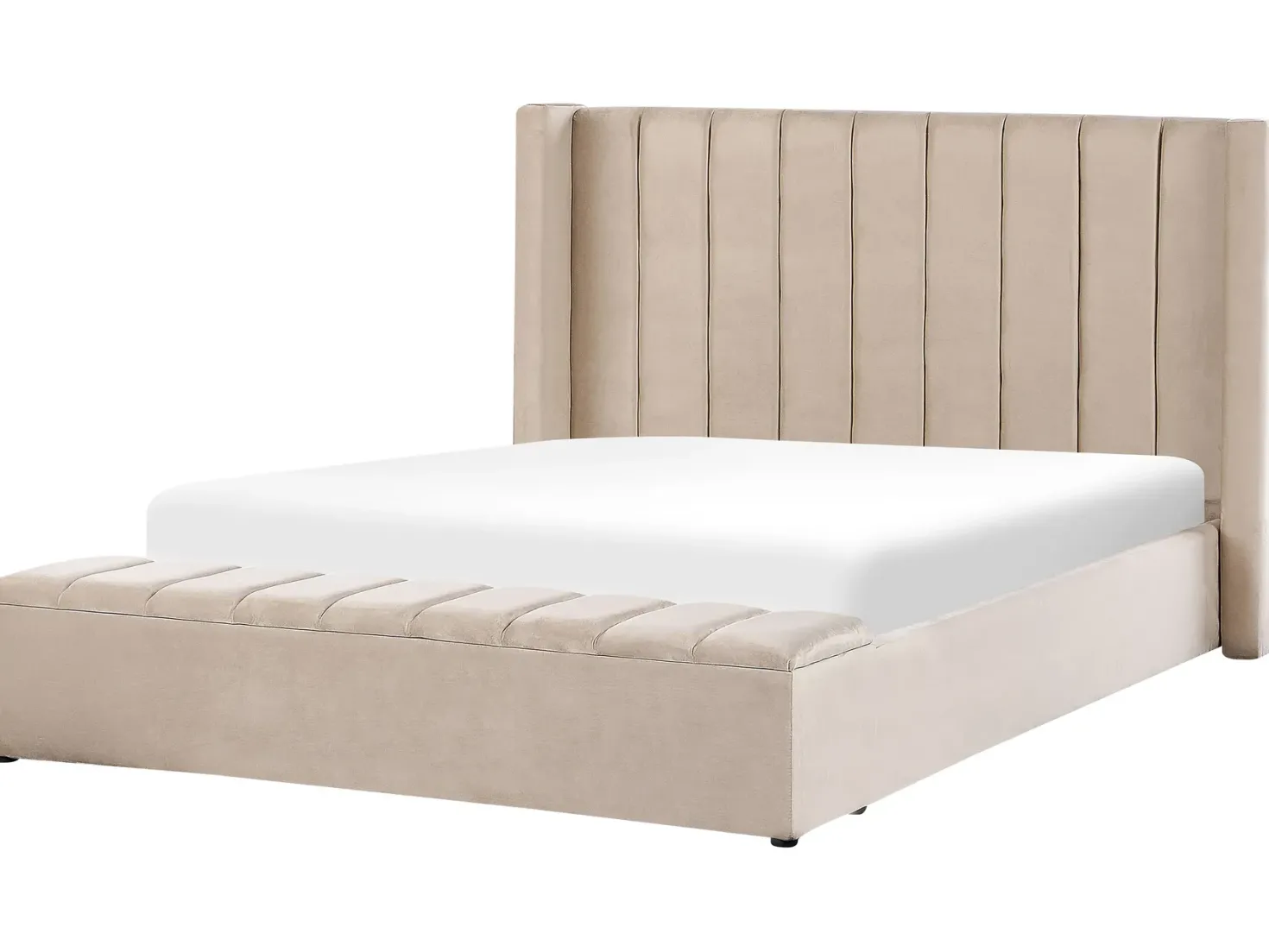 Seng med opbevaringsbænk NOYERS Velour Beige 180 x 200 cm