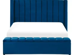 Seng med opbevaringsbænk NOYERS Velour Navy Blå 160 x 200 cm