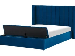 Seng med opbevaringsbænk NOYERS Velour Navy Blå 160 x 200 cm
