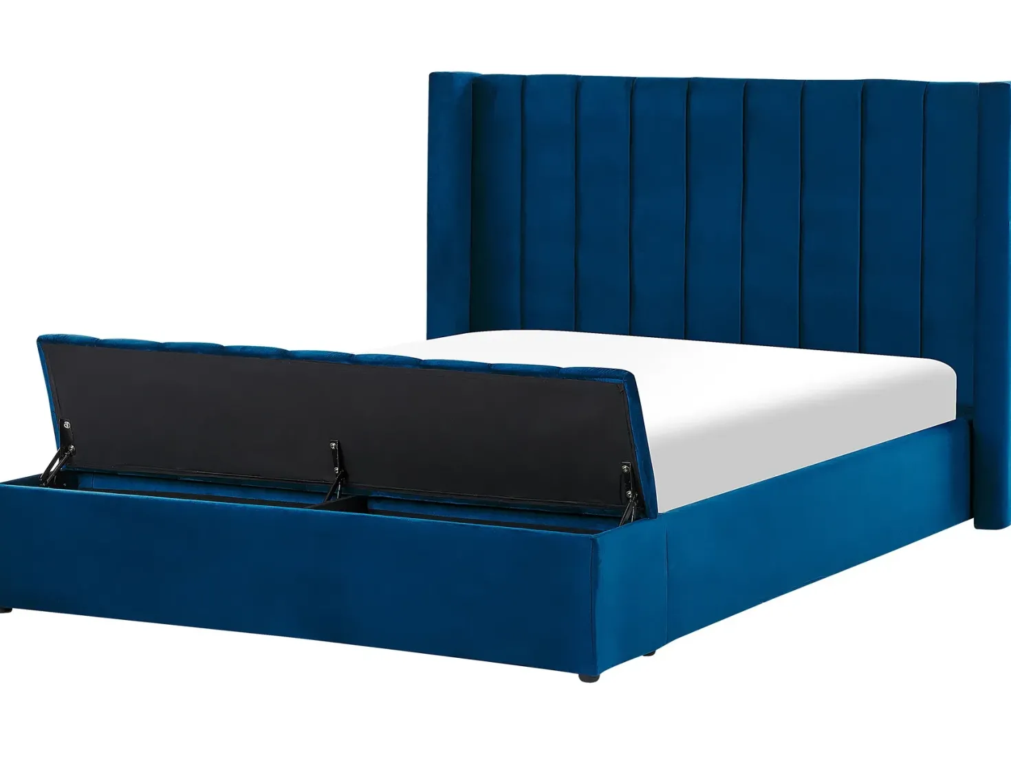 Seng med opbevaringsbænk NOYERS Velour Navy Blå 160 x 200 cm