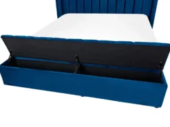 Seng med opbevaringsbænk NOYERS Velour Navy Blå 160 x 200 cm