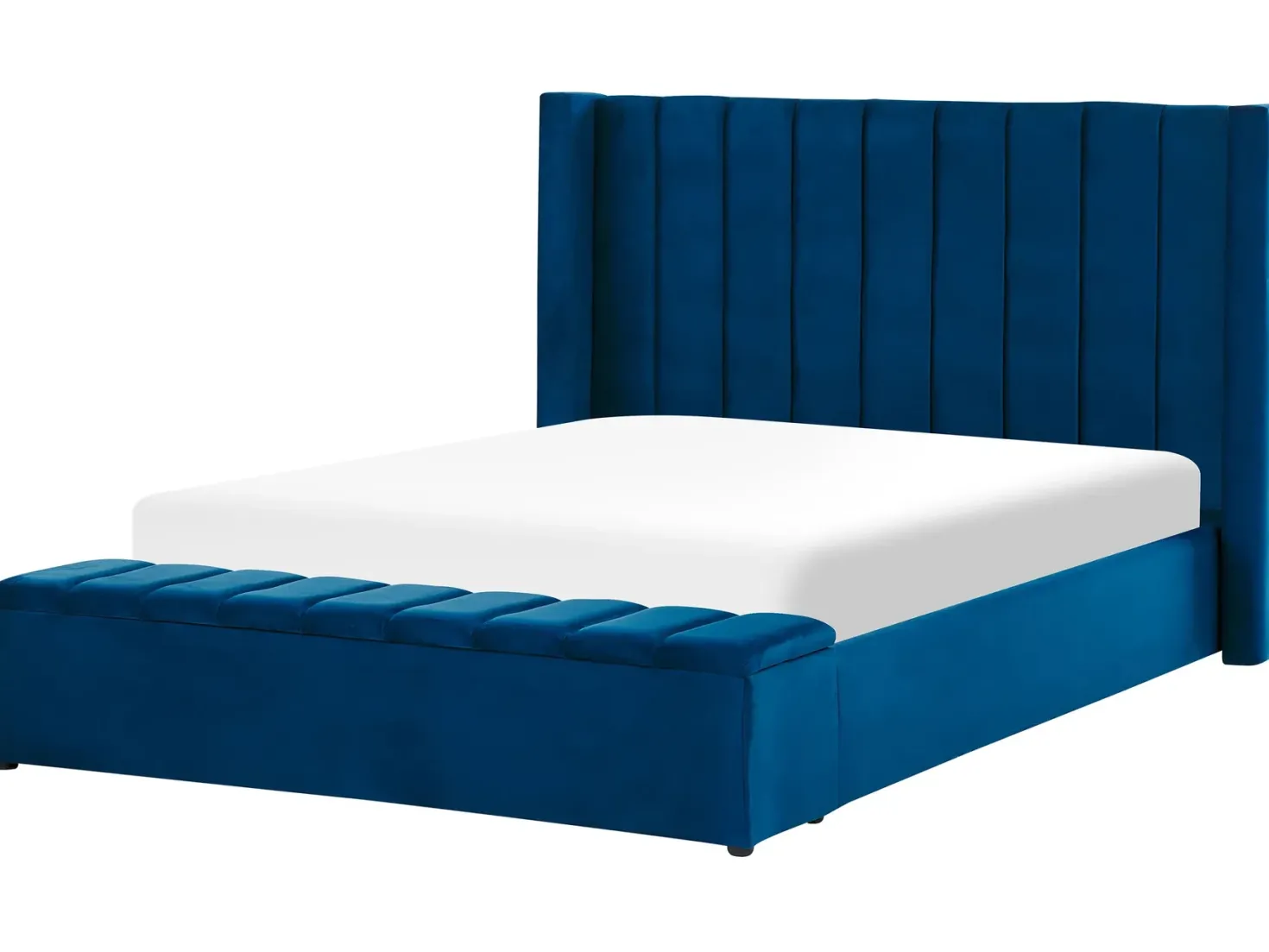 Seng med opbevaringsbænk NOYERS Velour Navy Blå 160 x 200 cm