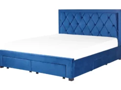 Seng med skuffer til opbevaring LIEVIN Velour Navy Blå 180 x 200 cm