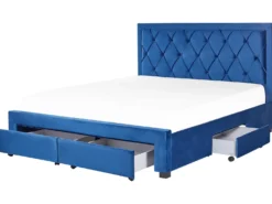 Seng med skuffer til opbevaring LIEVIN Velour Navy Blå 180 x 200 cm