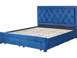 Seng med skuffer til opbevaring LIEVIN Velour Navy Blå 180 x 200 cm