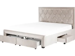 Seng med skuffer til opbevaring LIEVIN Velour Beige 180 x 200 cm