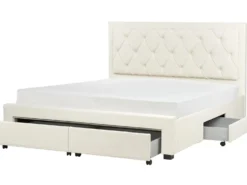 Seng med skuffer til opbevaring LIEVIN Velour Lys Beige 180 x 200 cm
