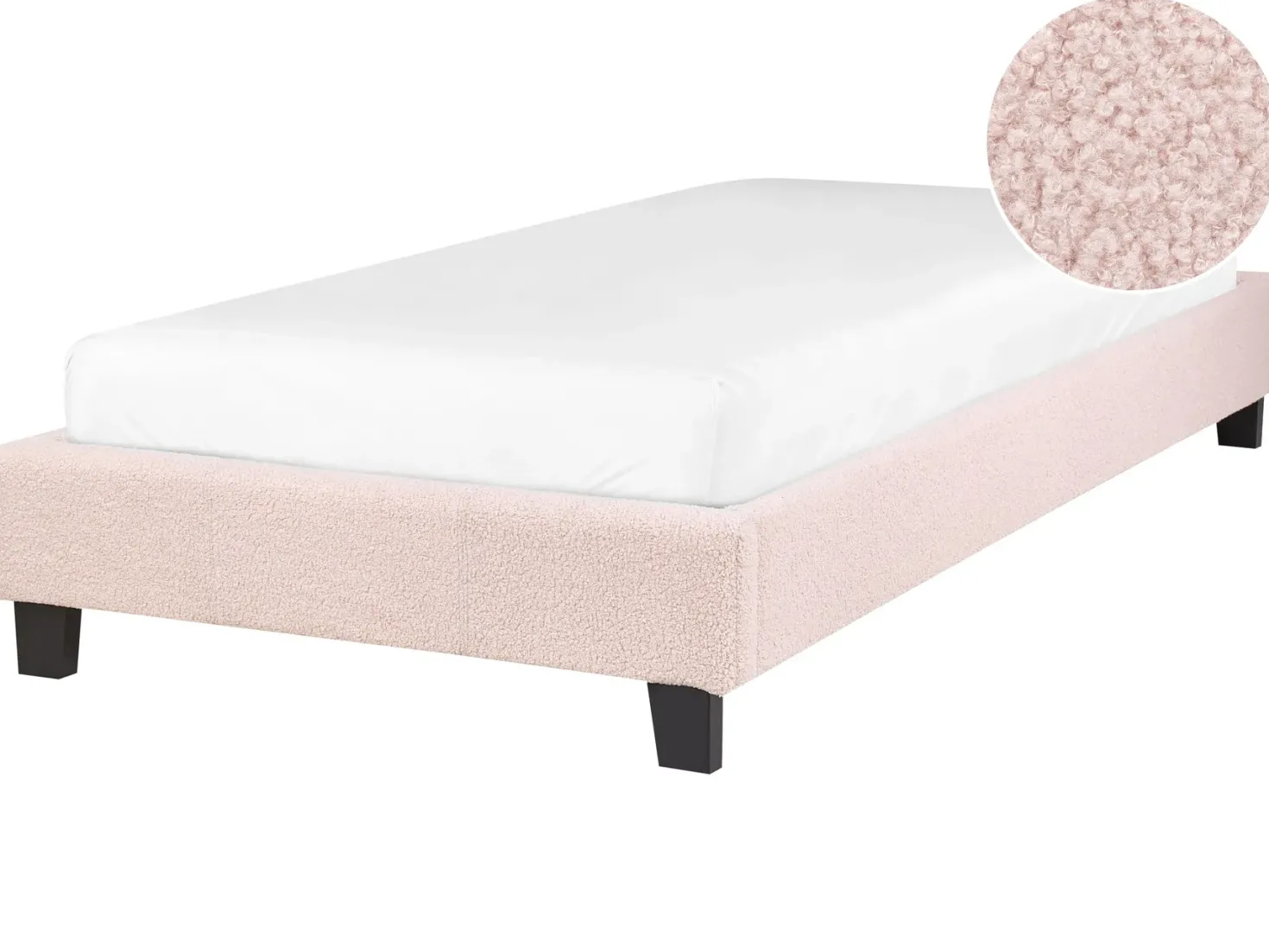 Seng uden hovedgærde Boucle ROANNE 90 x 200 cm Pastellrosa
