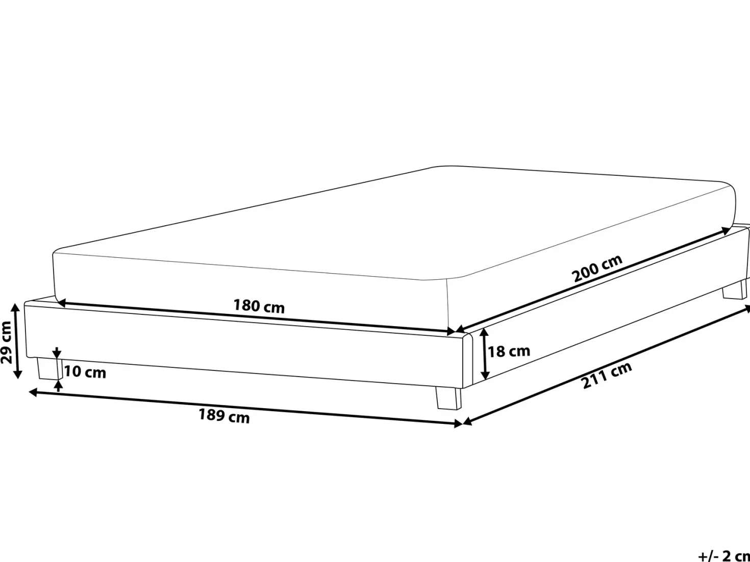 Seng uden hovedgærde ROANNE 180 x 200 cm Beige