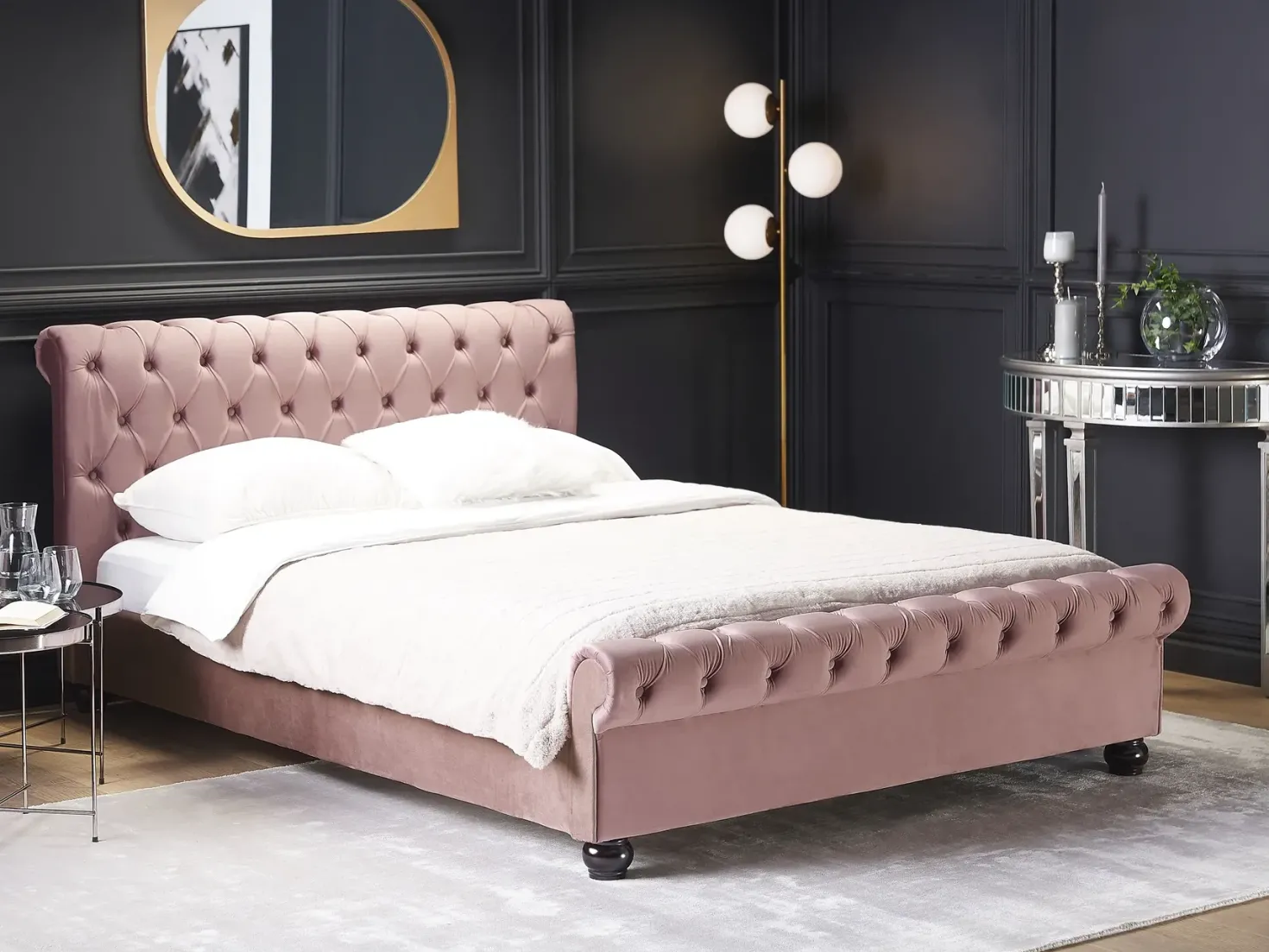 Seng Velour AVALLON 180 x 200 cm Lyserød