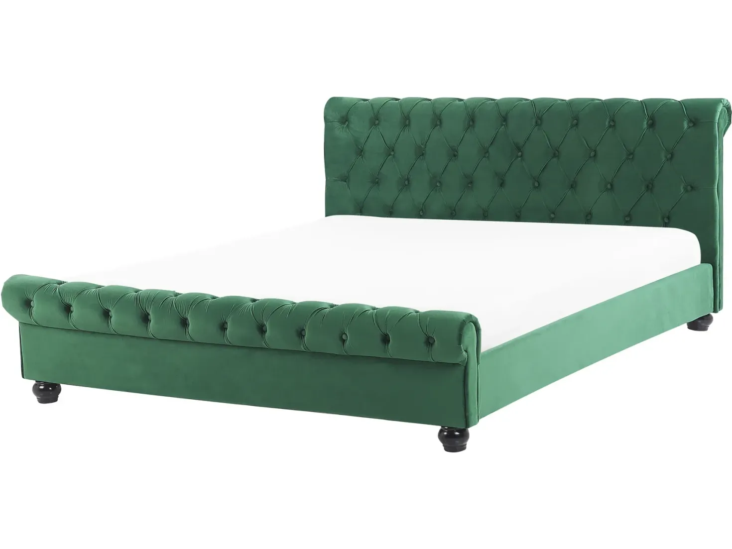 Seng Velour AVALLON 160 x 200 cm Smaragdgrøn