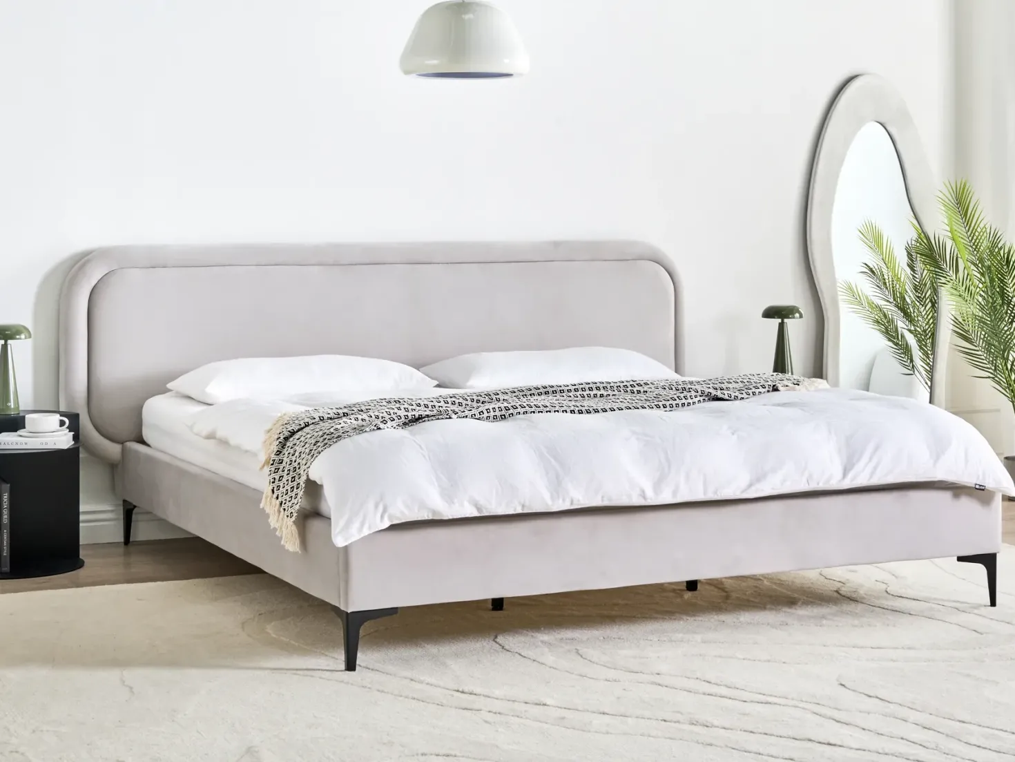 Seng Velour SUZETTE 180 x 200 cm Lysegrå