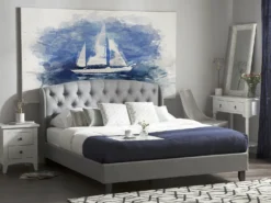 Seng BORDEAUX 180 x 200 cm Lysegrå