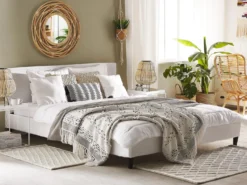 Sengekappe Velour FITOU 180 x 200 cm Hvid