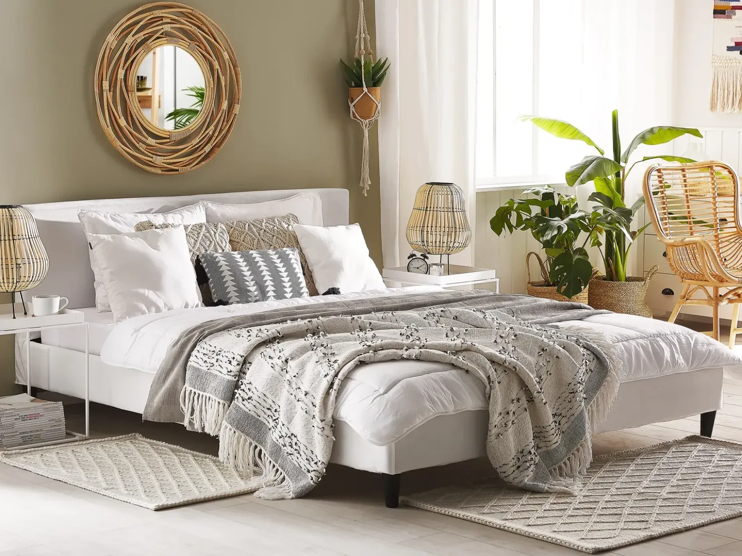 Sengekappe Velour FITOU 180 x 200 cm Hvid