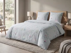 Sengetøj EVERGREEN Bomulds-satin 220 x 240 cm Himmelblå