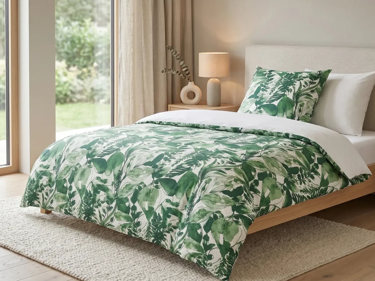 Sengetøj GREENWOOD Bomulds-satin 155 x 220 cm Grøn