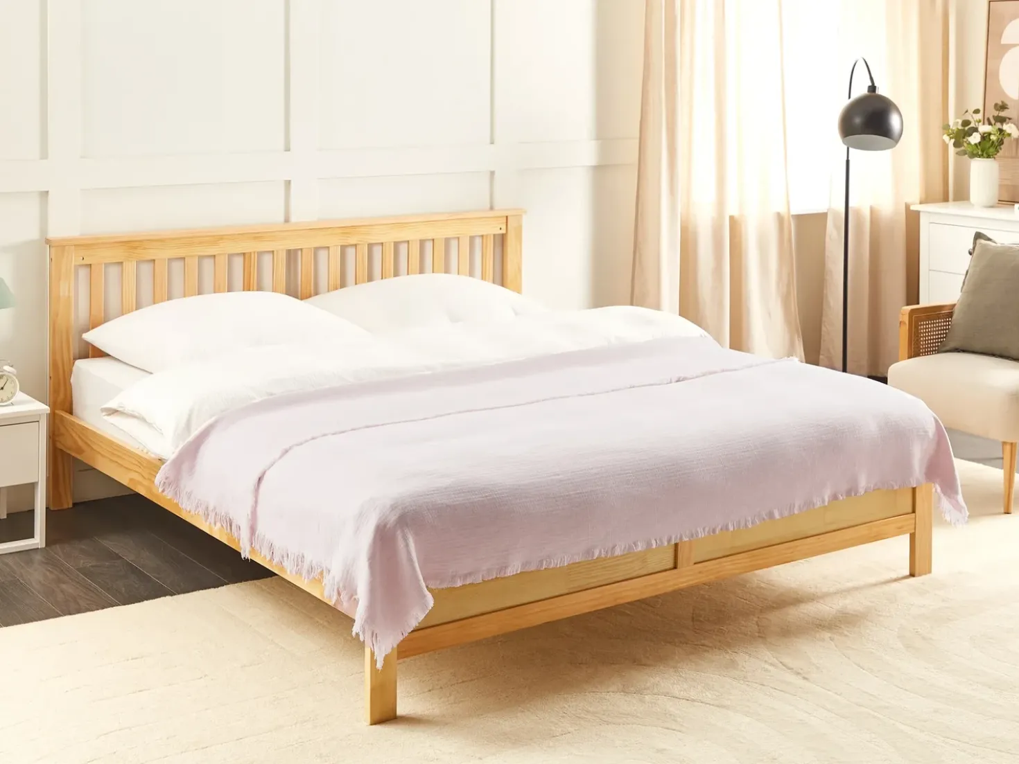 Sengetæppe HALPOLA Bomuld 200 x 220 cm Lyserød