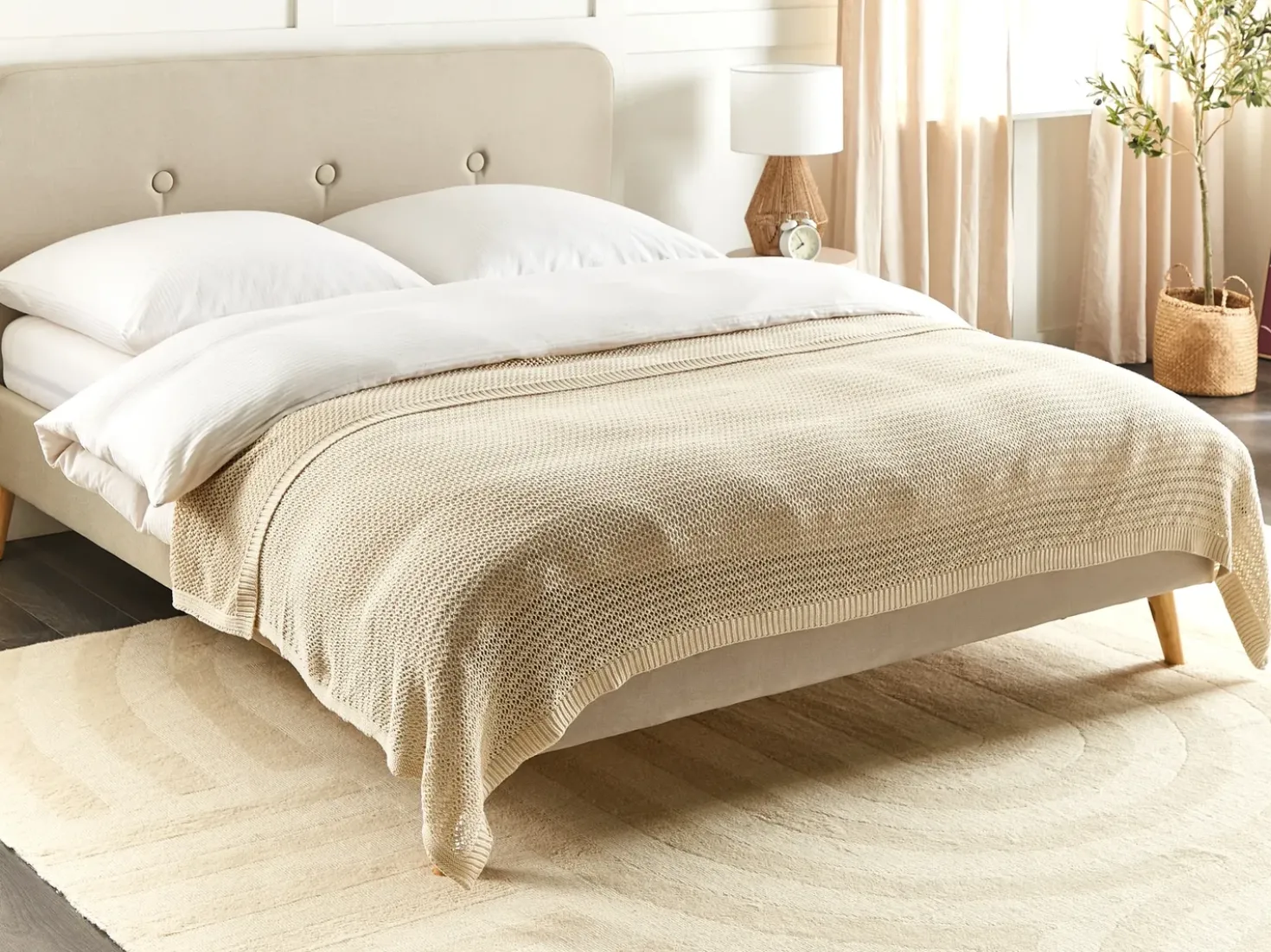 Sengetæppe ILEN Bomuld 150 x 200 cm Beige