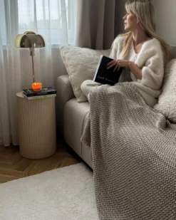 Sengetæppe ILEN Bomuld 150 x 200 cm Lys Beige