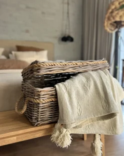 Sengetæppe KAZY Bomuld 220 x 240 cm Beige