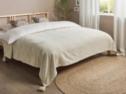 Sengetæppe KAZY Bomuld 220 x 240 cm Beige