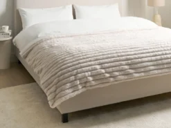 Sengetæppe RAKYA Kunstig pels 150 x 200 cm Lys Beige