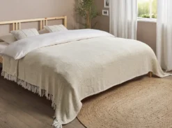 Sengetæppe TOUTLI Bomuld 220 x 240 cm Lys Beige