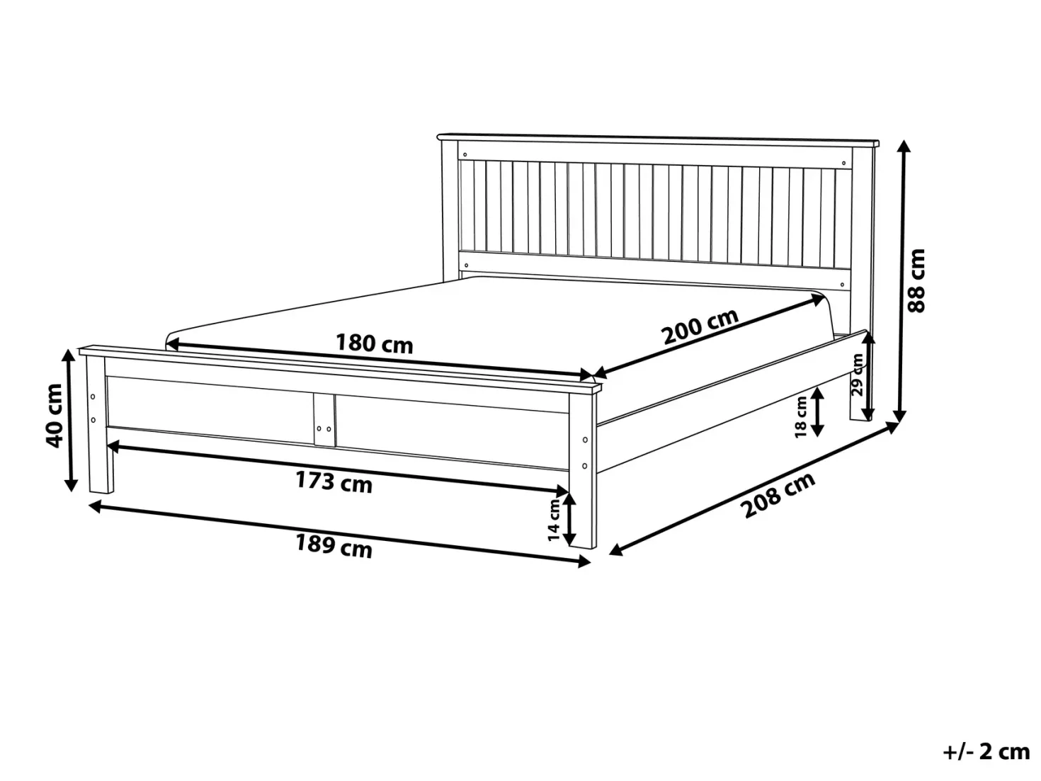 Seng Fyretræ MAYENNE 180 x 200 cm Hvid