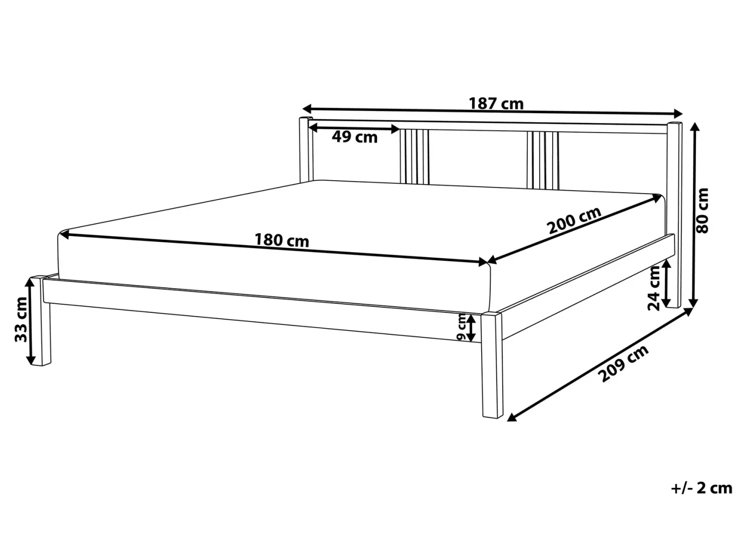 Seng Fyretræ VANNES 180 x 200 cm Hvid