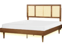Seng med LED Rattan AURAY 160 x 200 cm Brun