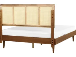 Seng med LED Rattan AURAY 160 x 200 cm Brun