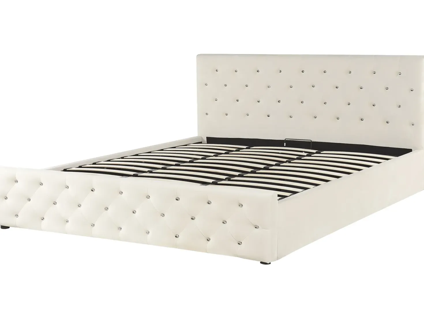 Seng med opbevaring AMIENS Velour Lys Beige 180 x 200 cm