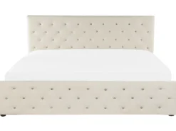 Seng med opbevaring AMIENS Velour Lys Beige 180 x 200 cm