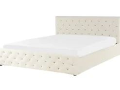 Seng med opbevaring AMIENS Velour Lys Beige 180 x 200 cm