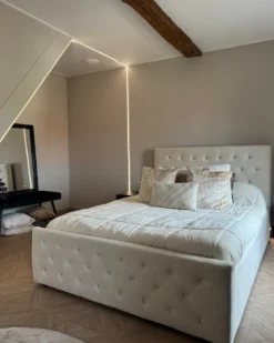 Seng med opbevaring AMIENS Velour Lys Beige 180 x 200 cm
