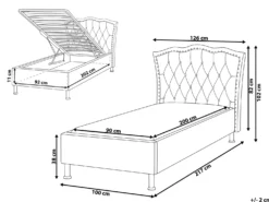 Seng med opbevaring METZ 90 x 200 cm Lysegrå