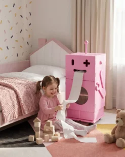 Skab EDGAR 89 cm Lyserød med hjul