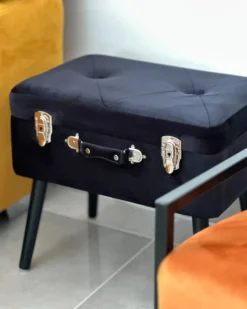 Skammel med opbevaring MALLARD Velour Sort
