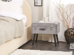 Skammel med opbevaring MALLARD Velour Grå