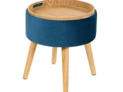 Skammel med opbevaring NEELY Velour Navy Blå