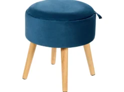 Skammel med opbevaring NEELY Velour Navy Blå