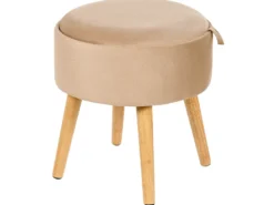 Skammel med opbevaring NEELY Velour Beige