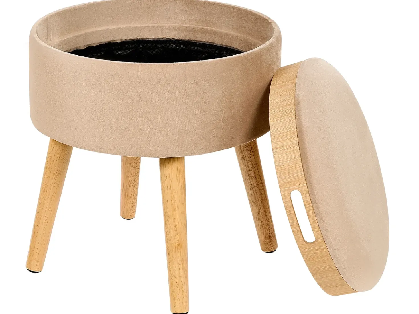 Skammel med opbevaring NEELY Velour Beige