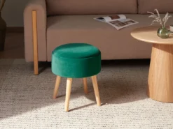 Skammel med opbevaring NEELY Velour Smaragdgrøn