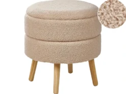 Skammel med opbevaring OKATON Boucle Beige