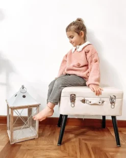 Skammel med opbevaring MALLARD Kunstlæder Beige