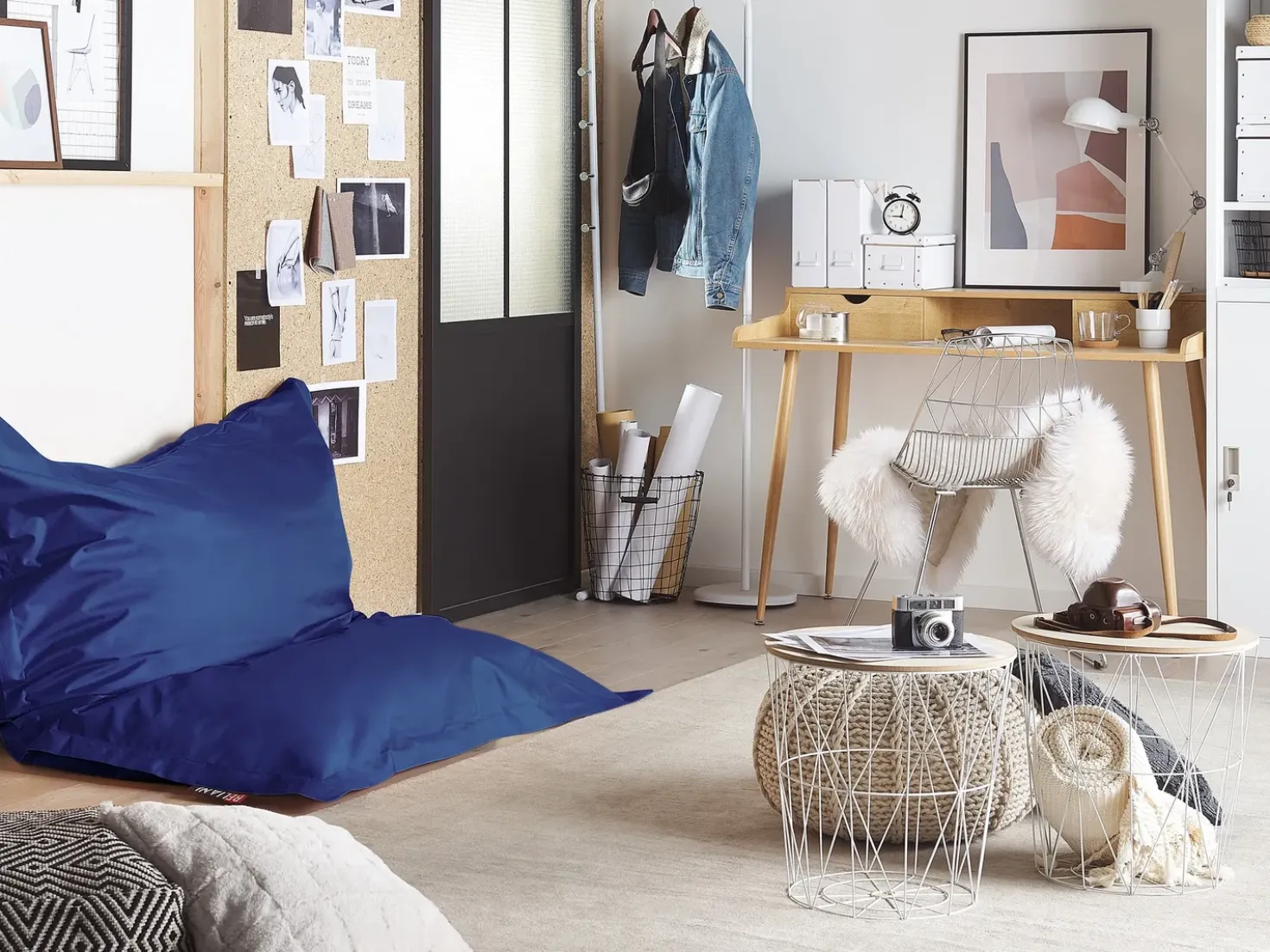 Sækkestol 300 L FUZZY 180 cm 140 cm Mørkeblå
