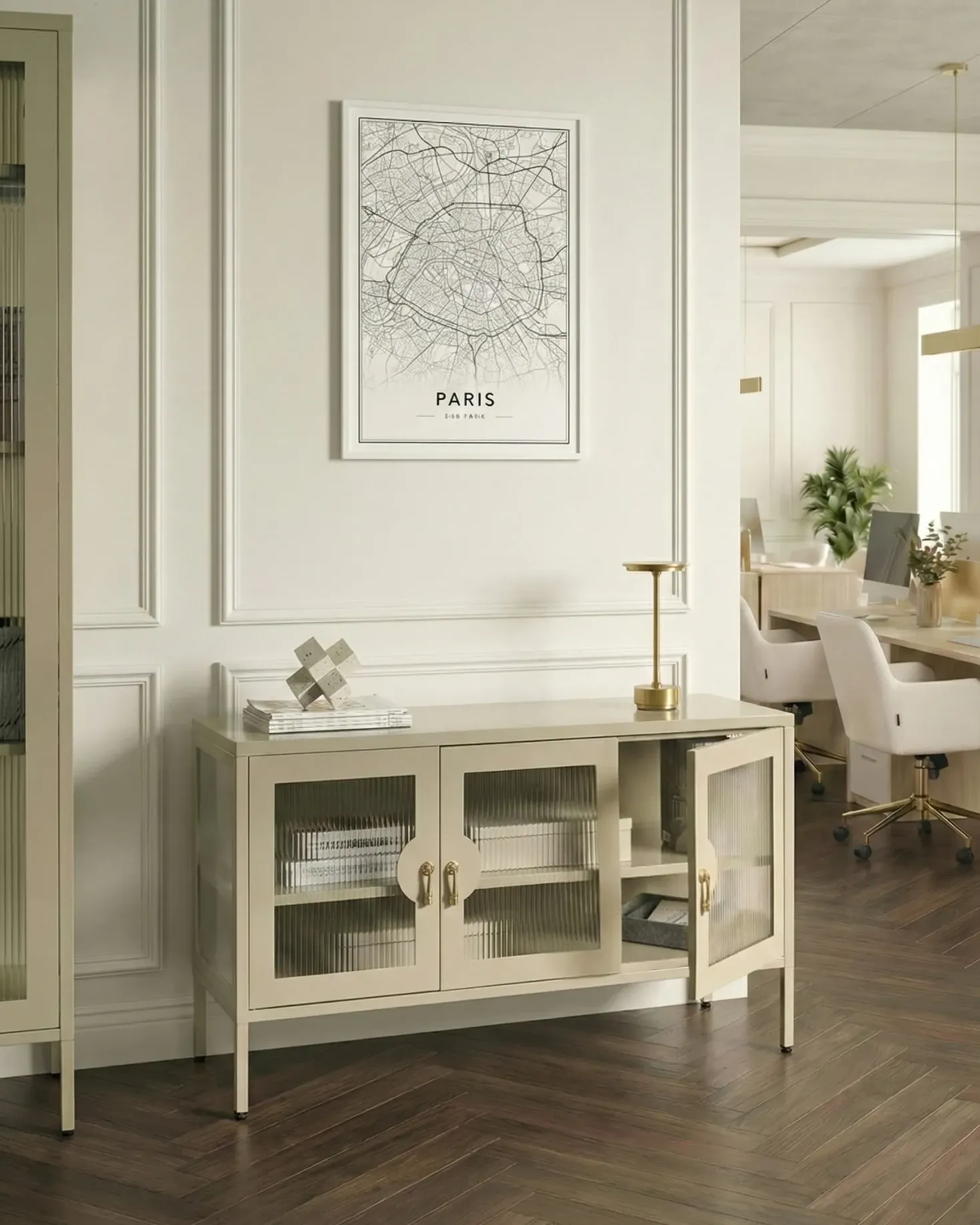 Skænk GLEORA Metal Lys Beige