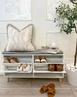 Skoskab med sæde MINERAL Hvid